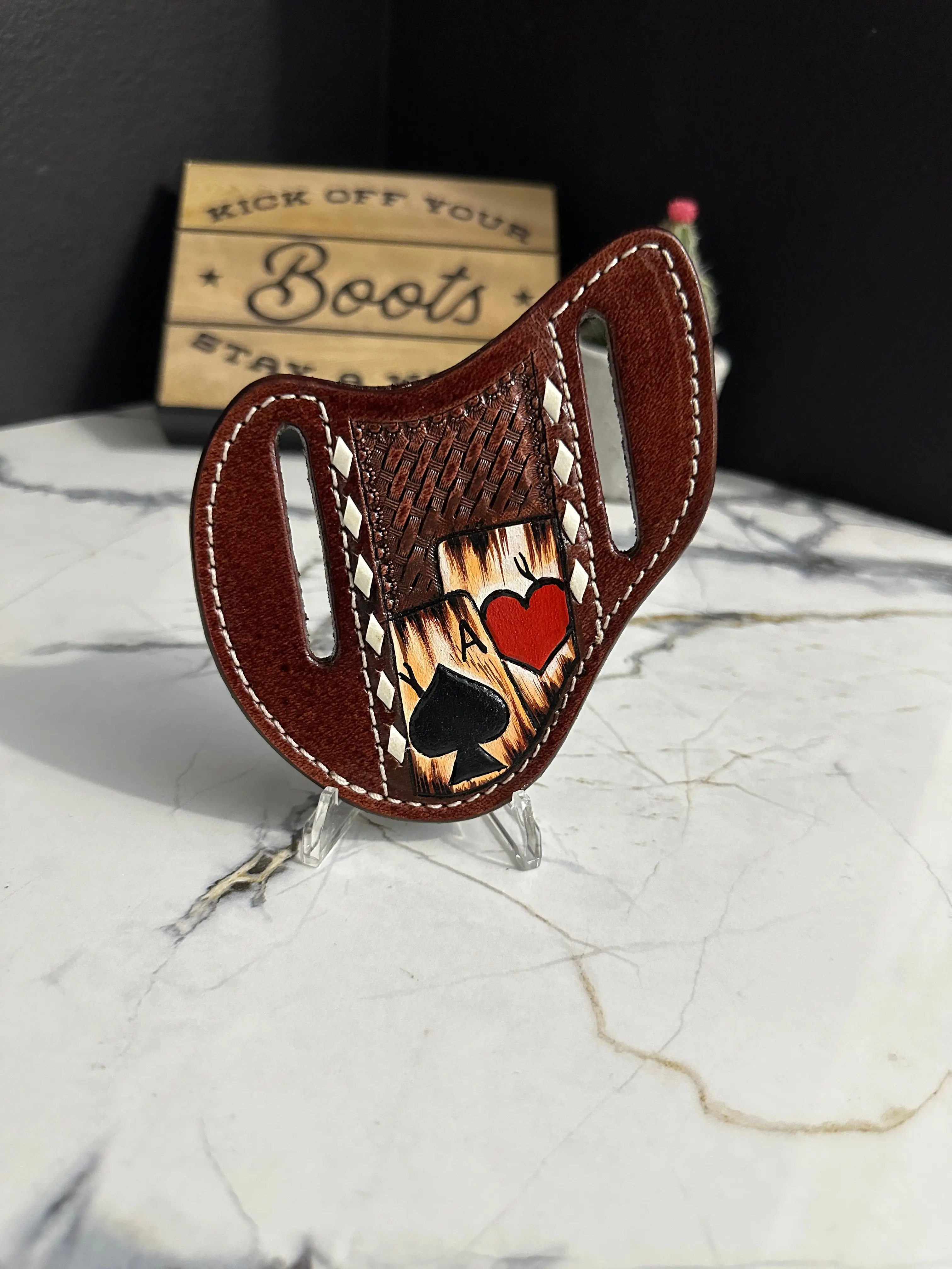 Ace Heart Leather Tooled K-Sheath