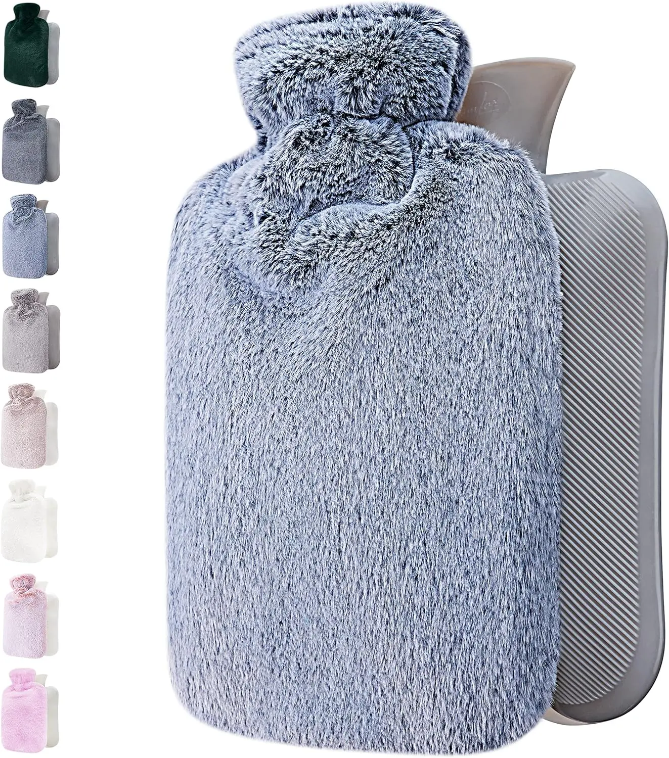 Qomfor Hot Water Bottle with Faux Fur Cover 1.8L - Soft Premium Cover Hot Water Bag for Cozy Nights and Bed Warming - Durable Leak Proof Design - Multiple Color Options