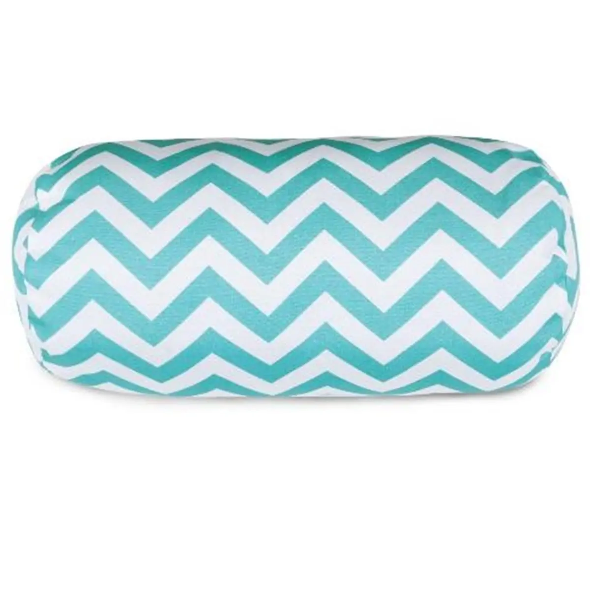 Majestic Home Teal Chevron Print Round Bolster Pillow - 18.5in L x 8in W x 8in H, Cotton Weave, Plush Fill, Durable, Fade Resistant, Indoor-Outdoor Use, Living Room Decorations