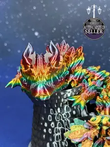 3D Printed Baby Lunar Dragon with Inverted Funfetti and Rainbow Colors