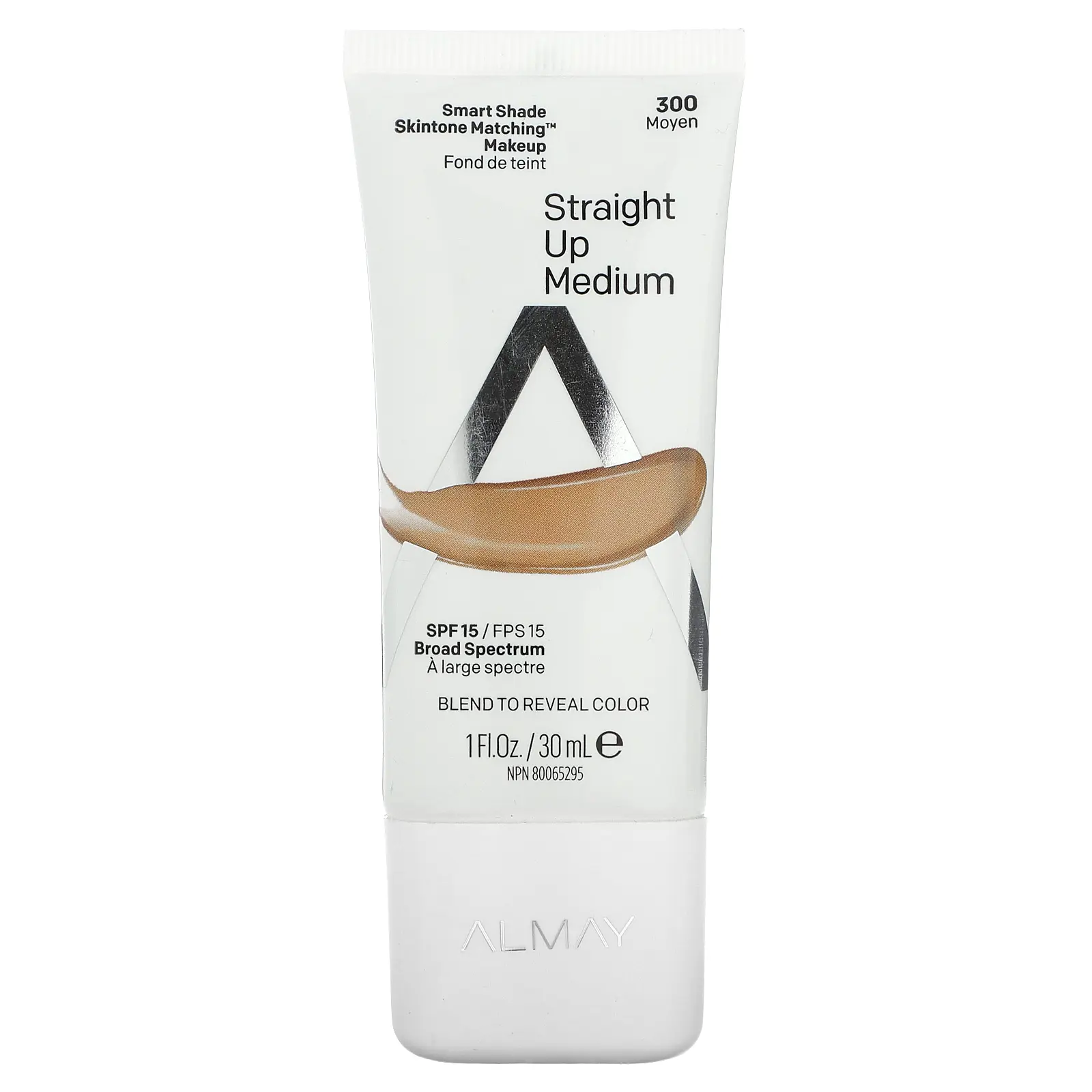 Almay Smart Shade, Skintone Matching Makeup, SPF 15, 300 Straight Up Medium, 1 fl oz (30 ml)