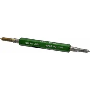 GF Gage Plug Thread Checker Gage - #5-44 Size, 2B Class, Double End Go & No Go, 0.1102" Go Pitch Dia, 0.1134" No Go Pitch Dia, Handle Included (W0125442BS)