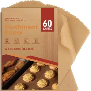 60 count Unbleached  Paper Sheets for Baking. 12x16 Inches  Paper, Precut Baking Paper Sheets,  Sheets for Air Fryer, Grilling, Steaming.