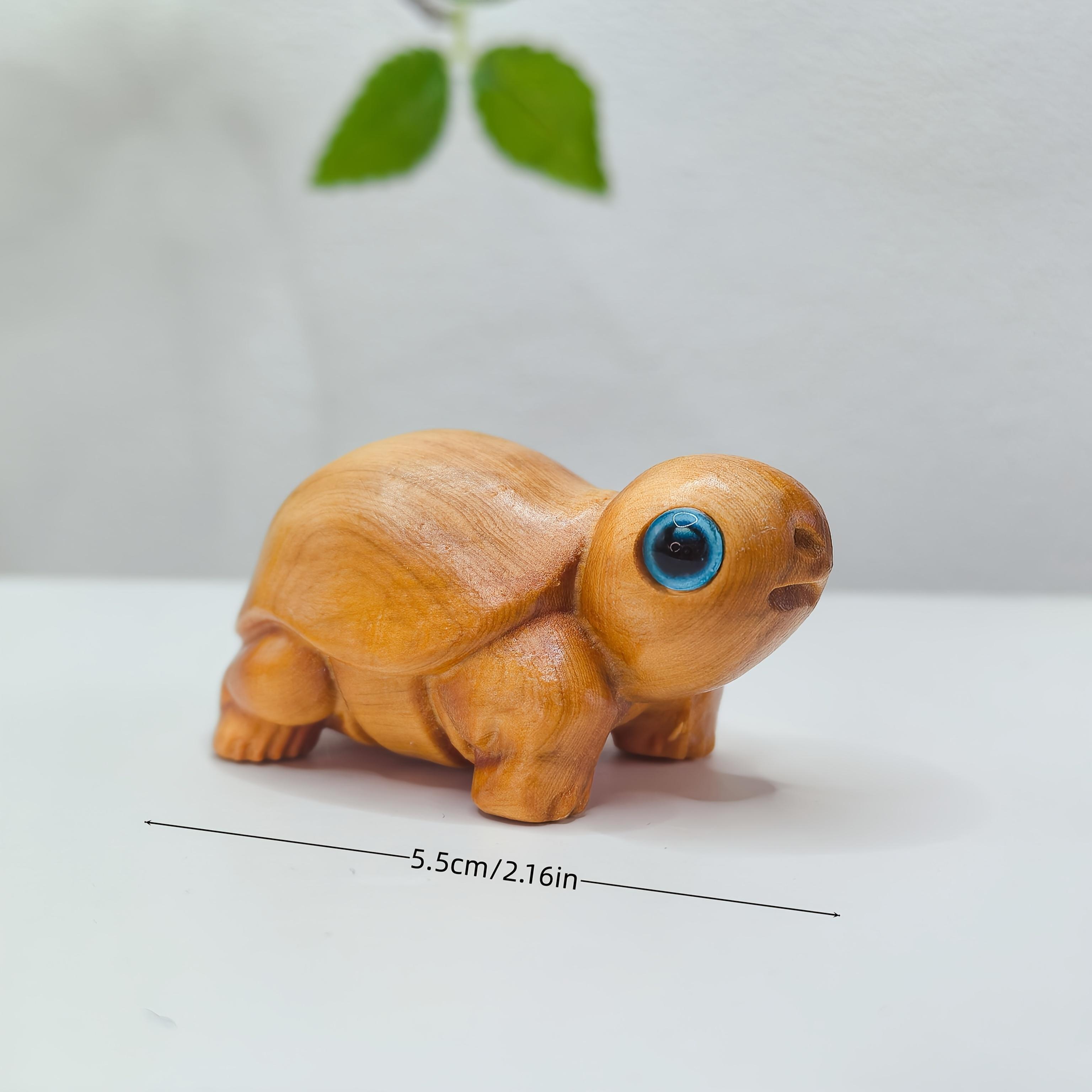 3Pcs Assorted Turtle Figurines Set, Hand Carved Wooden Tortoise Ornaments, Home Desk Decor Gift