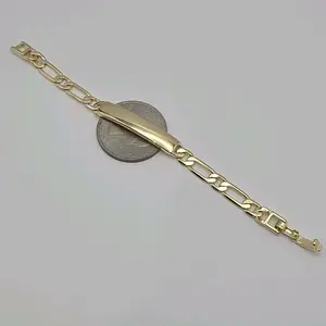 Figaro style gold-plated bracelet for kids 4⅙ inches  6MM  engraving available leave a message no name bracelet goes plain KIDS SIZES