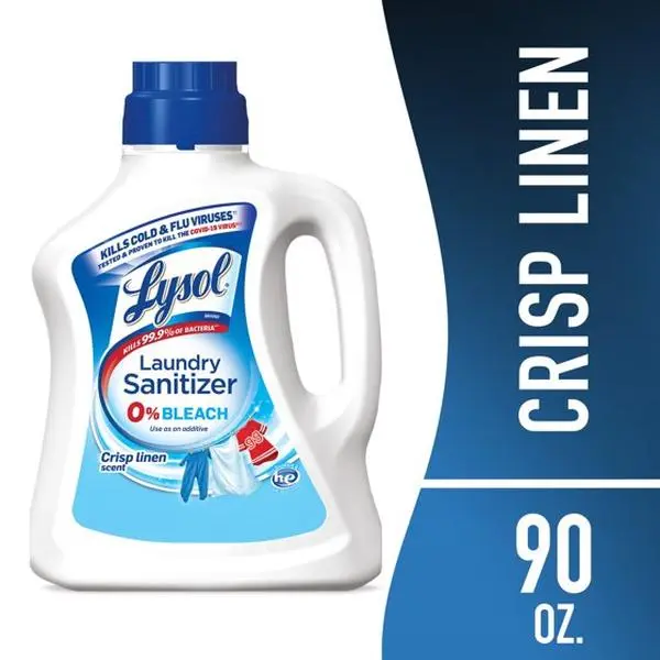 Lysol Líquido Desinfectante Aditivo para Ropa y Ropa de Cama, Ropa de Cama Crujiente, 90 oz