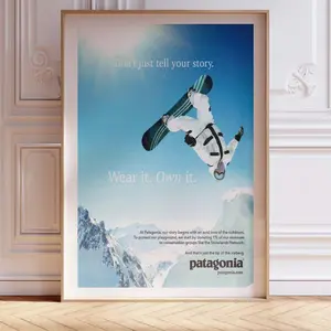Patagonia Snowboarder Ski Mountains Advertising Poster Print Art