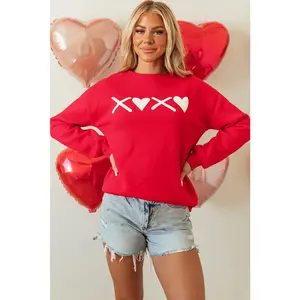 Red Puff XOXO Print Valentines Heart Sweatshirt