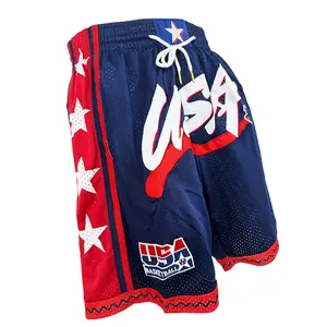 2024 USA Basketball shorts Sewing embroidery Four pockets Outdoor sports beach pants Cheap High Quality Blue WHite Red 1992 Gym Outfits