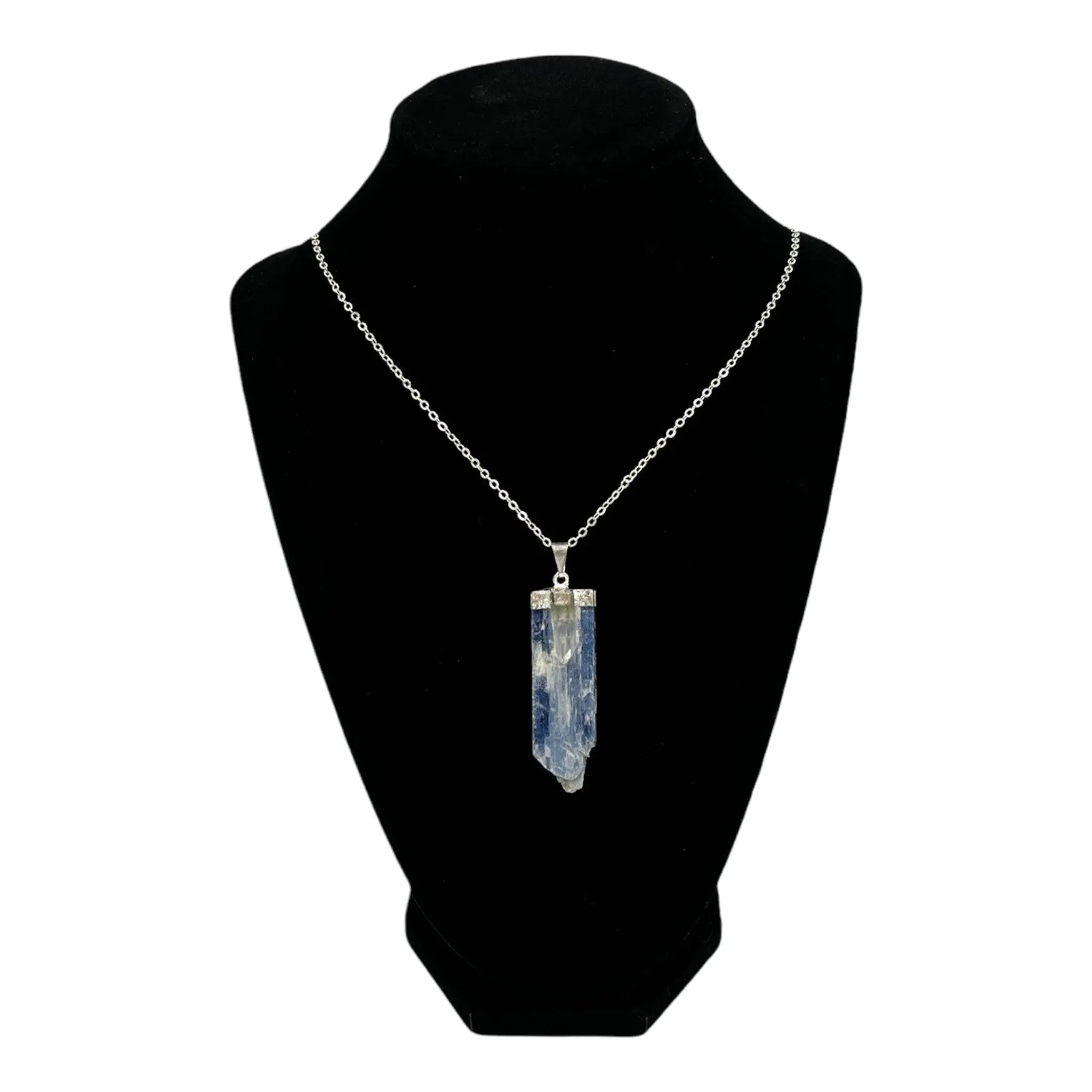 Kyanite with Tourmaline Necklace with Silver Chain