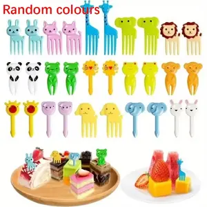 30pcs Random Animal Shape Forks, Reusable Cute Cartoon Kids Fruit Picks, Salad Forks, Bento Box Accessories, Dessert Utensils, Small Forks