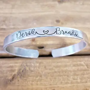 Custom Name Couple/Wedding/Anniversary Cuff Bracelet | Bracelets