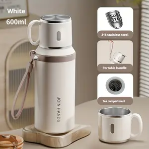 Double-Walled Vacuum Insulated Mug - 316 Stainless Steel, 8hr Hot & 24hr Cold Retention,  Ergonomic Handle & Filter Plug for Camping Hiking Daily Use - Reusable Travel Tumbler for Men Women, Outdoor Drinkware Sleek Drinkware, Camping Accessories Flasks