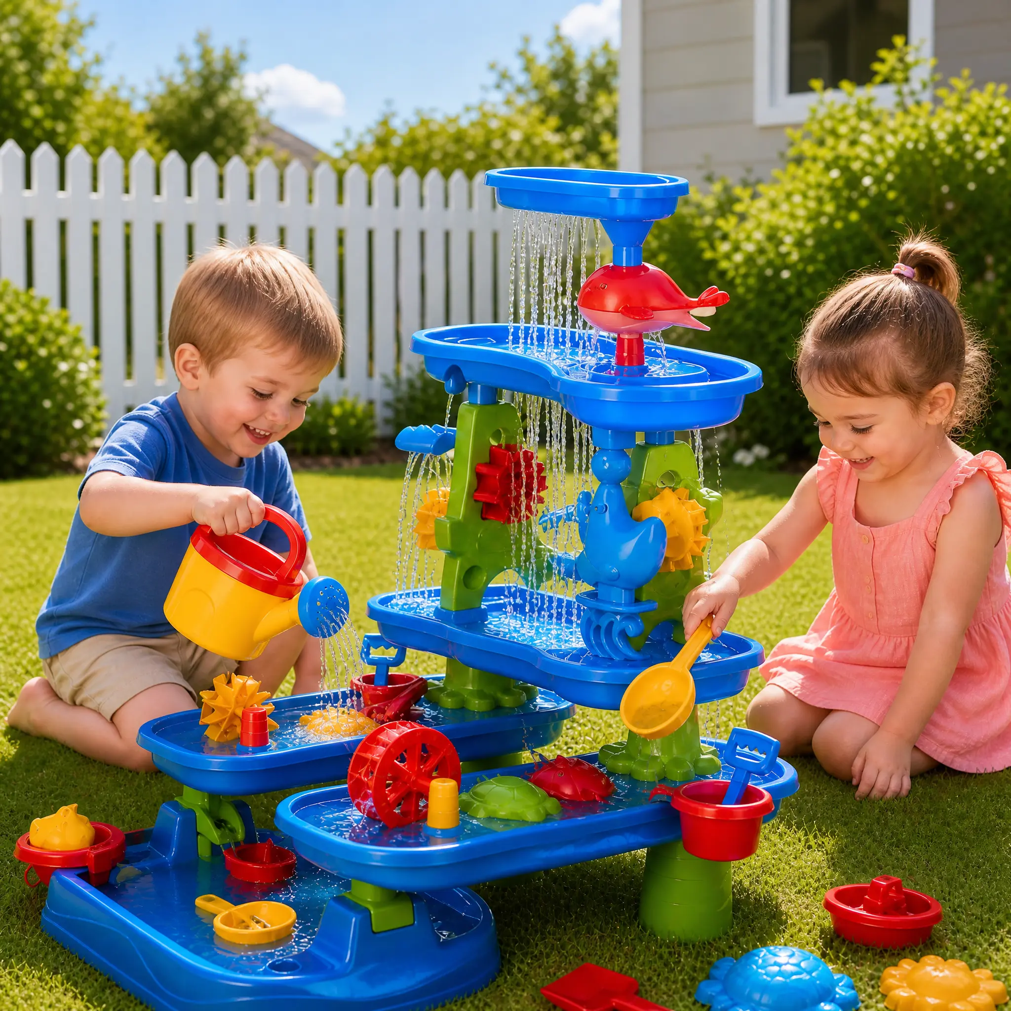5-Tier Sand and Water Table, Kids Outdoor Play Set, Outdoor Play Toy for Toddlers, Summer Beach Backyard Splash Activity, Christmas Birthday Holiday Gift, Outdoor Play Sets