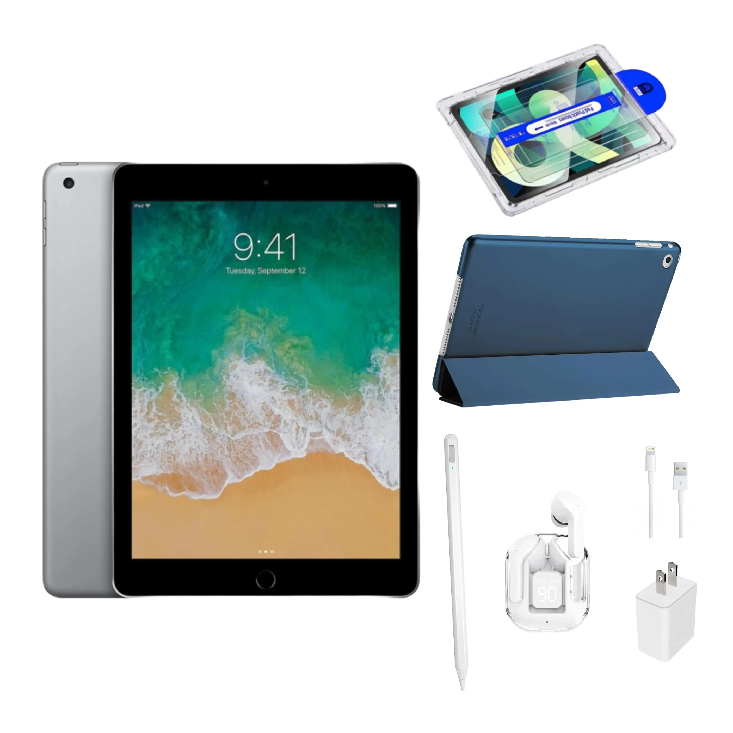 Refurbished Apple iPad 5th Gen Wi-Fi 9.7" Retina Display 32GB Space Gray 2017 with A9 Chip & Accessory Bundle | (Eco-Friendly Condition)