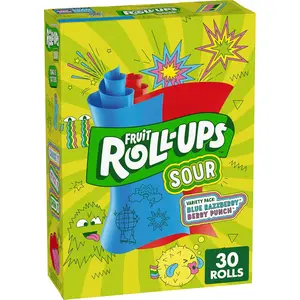 Fruit Roll-Ups Sour Fruit Flavored Snacks, Blue Razzberry & Berry Punch Flavors, Variety Pack