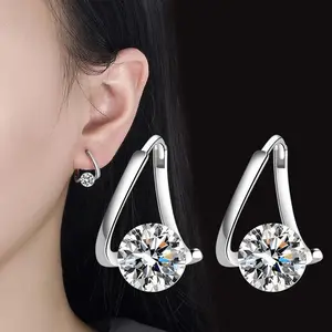 Moissanite Twisted Huggie Square Earrings,Four Leaf Clover Hoop,Earrings for Women