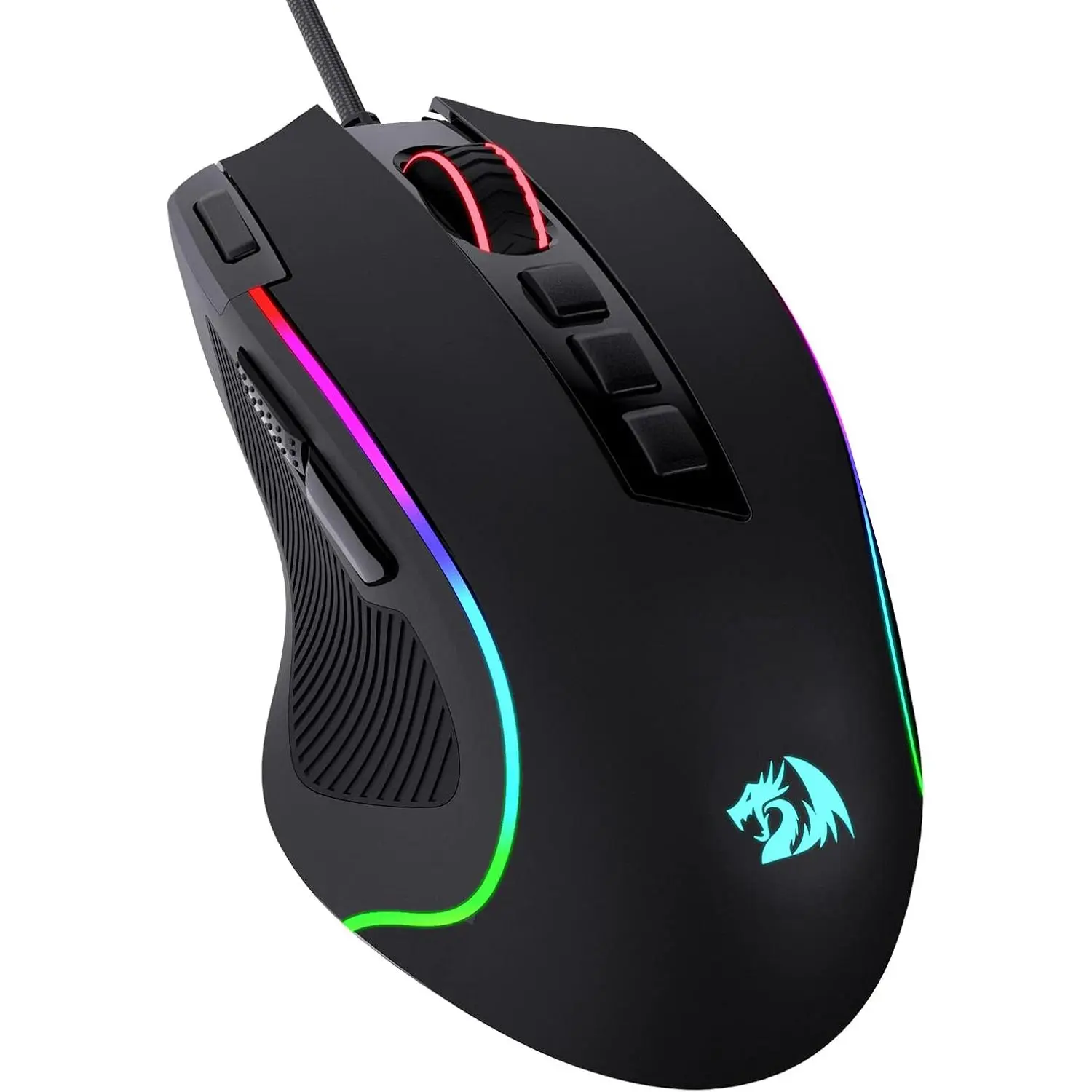 M612 Series RGB Wired Gaming Mouse - 8000 Adjustable DPI Optical Sensor, 11 Programmable Macro Keys, 5 RGB Lights Backlit Modes, Software-Supported DIY Keybinds, Rapid Fire Button, Rubber Skin-Friendly Grip, Grip Handle