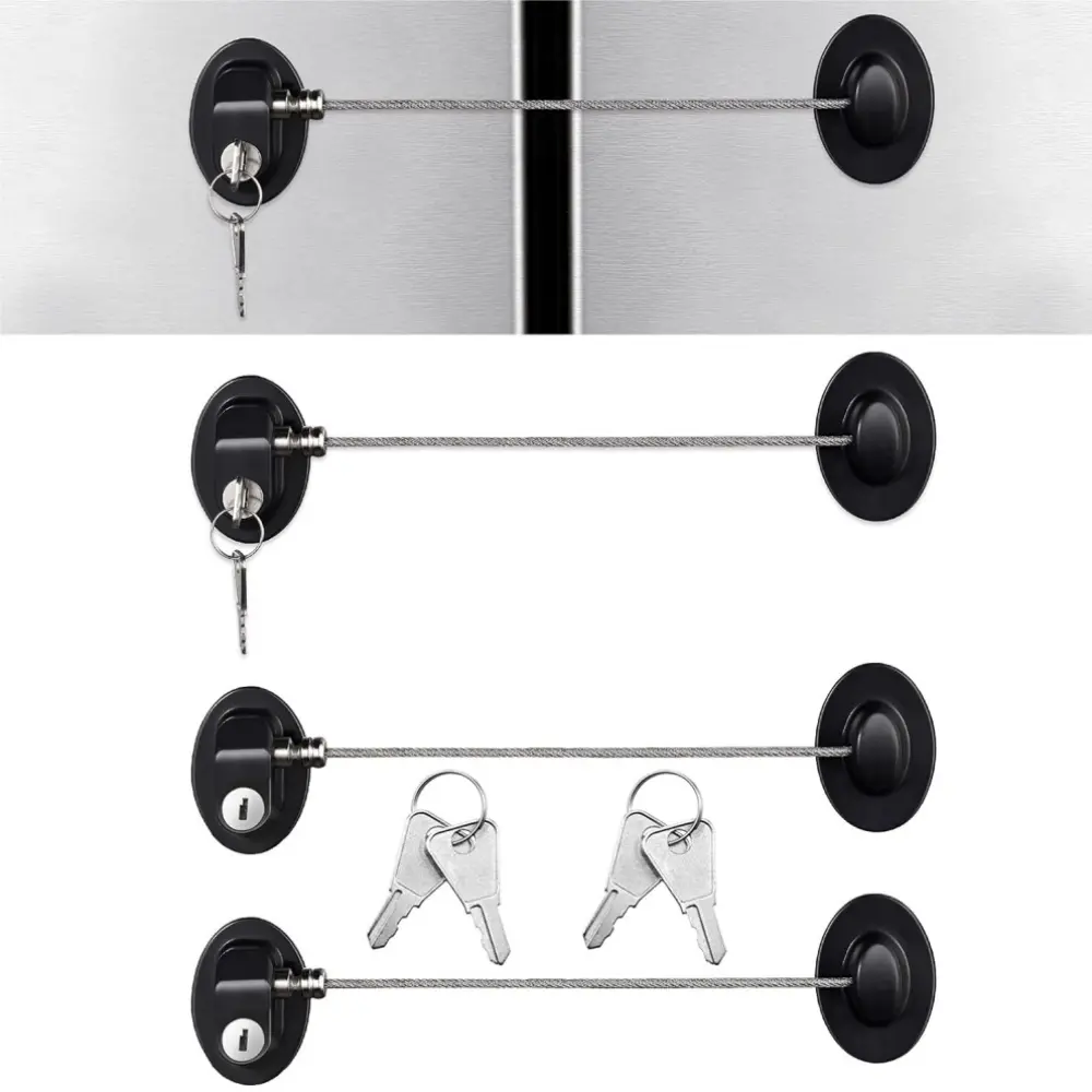 4 pack Black Fridge Lock Cabinet Locks with Keys Protection Fridge Locks and Safety Cabinet Lock Black Fridge Lock
