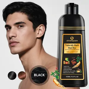 5-in-1 Natural Black Dye Shampoo | PPD-Free | Beard & Hair Dual Use | Nourishing Herbal Blend | 16.9fl oz