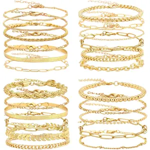 23PCS Gold Chain Bracelet Set for Women - Trendy Adjustable Layered Paperclip Bracelets Dainty Gold Plated Fashion Jewelry Perfect Gift 6.8"+2" Durable Lightweight High-Quality Alloy Hypoallergenic