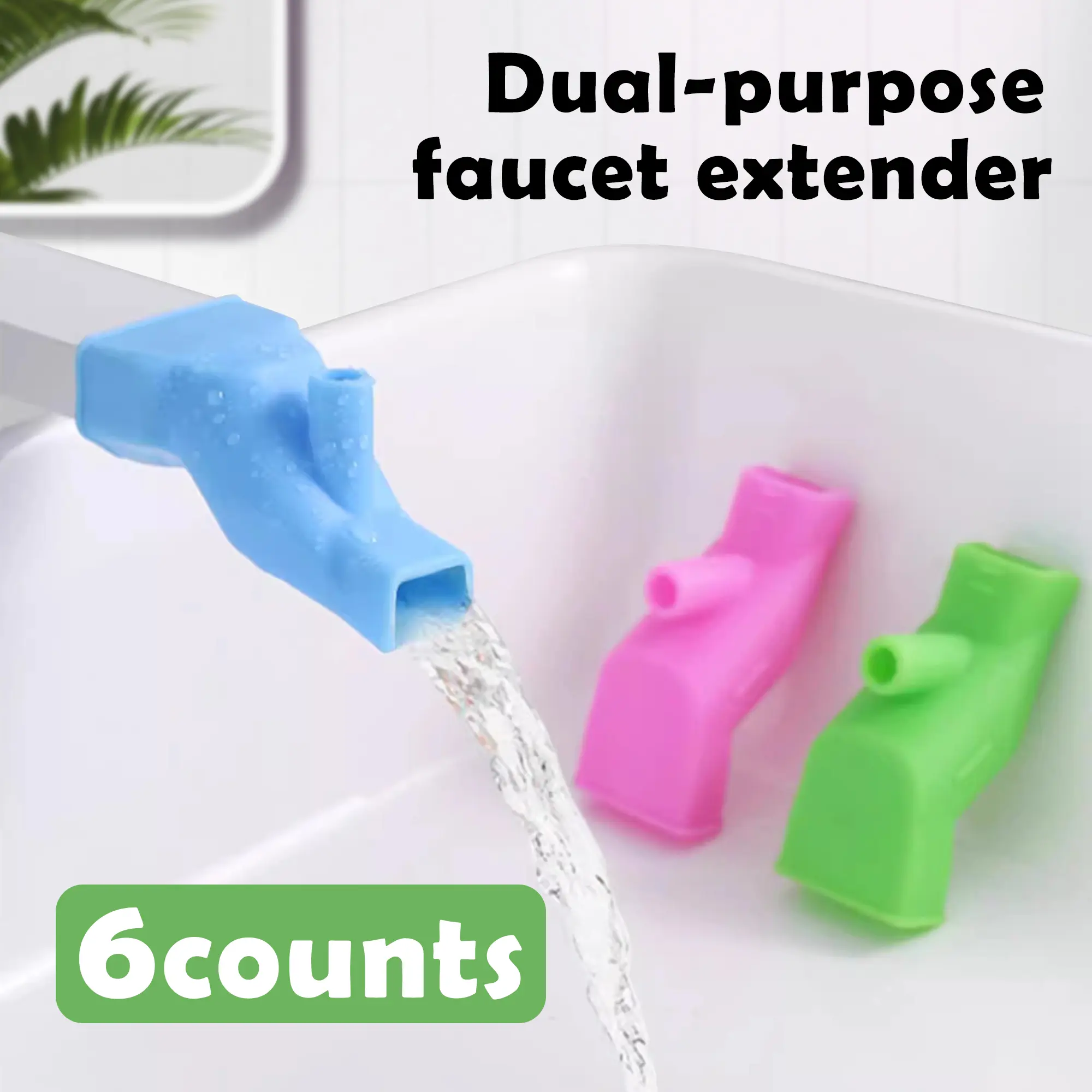 6 Counts Silicone Faucet Extenders, Flexible Tap Connector with Random Color to Stop Splashing