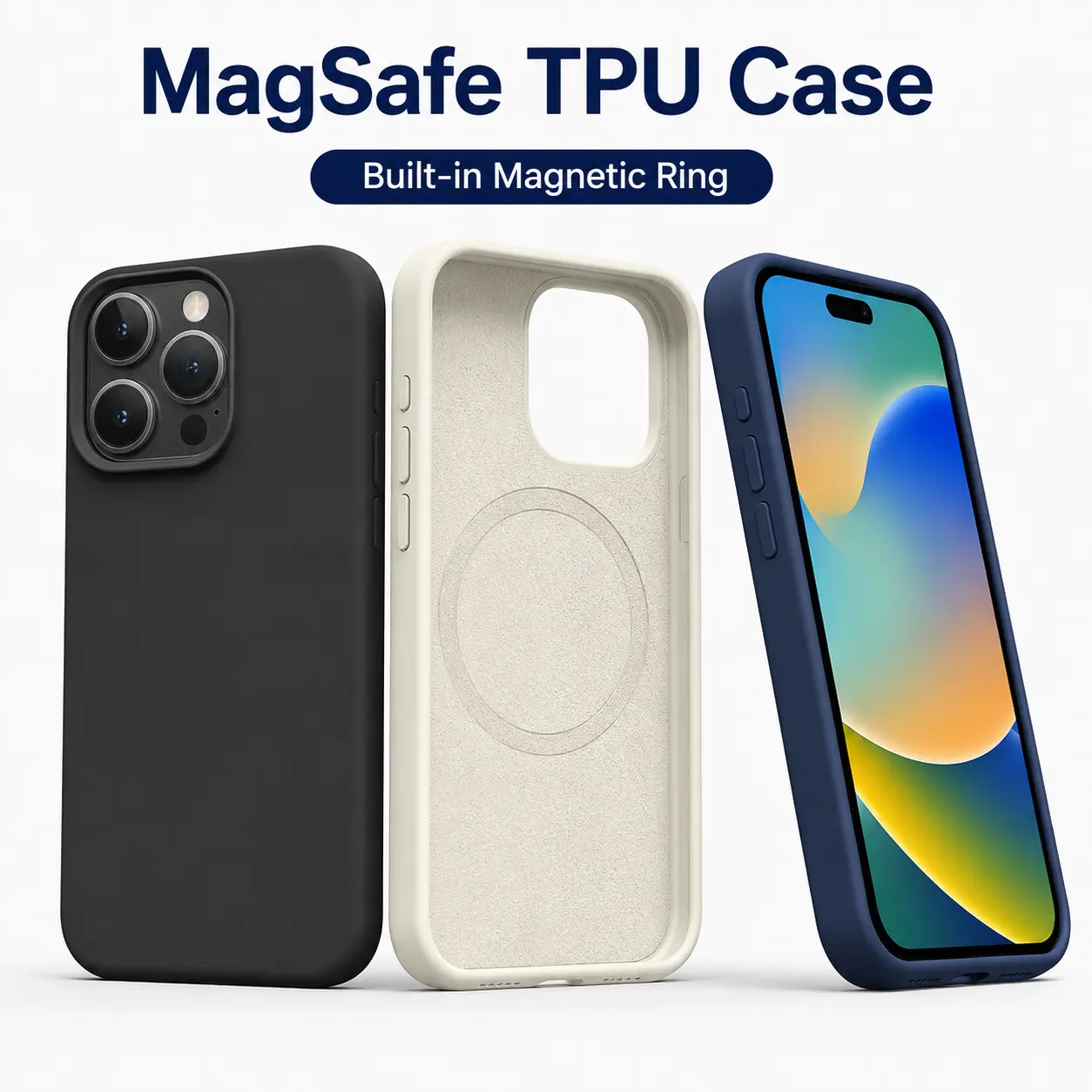 MagSafe Magnetic Smartphone Case for iPhone 11-17, 11-17 Pro Max, 14 Plus - Soft Liquid Silicone, Shockproof Protection, Wireless Charging Support, Smooth Feel, Cellphone