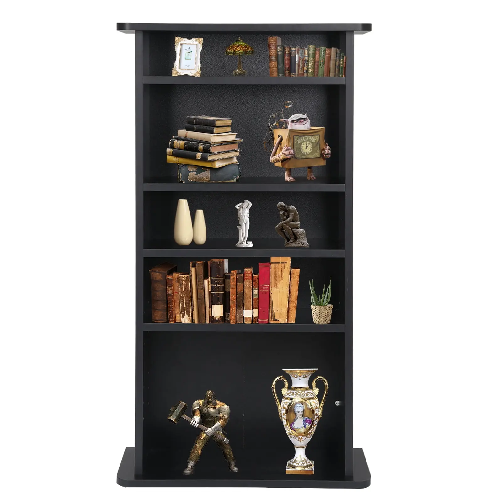 Segawe Adjustable Tiers 5-Layer Multimedia Cabinet - CD/DVD Media Storage Organizer Stand, Black, Five Layers