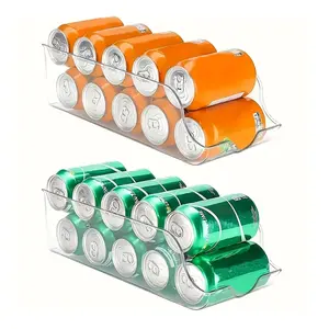 Can Organizer for Pantry, 2 Counts Clear Soda Can Storage Organizer, Stacking Can Dispenser, Kitchen Accessories for Refrigerator, Pantry, Fridge & Freezer Organization