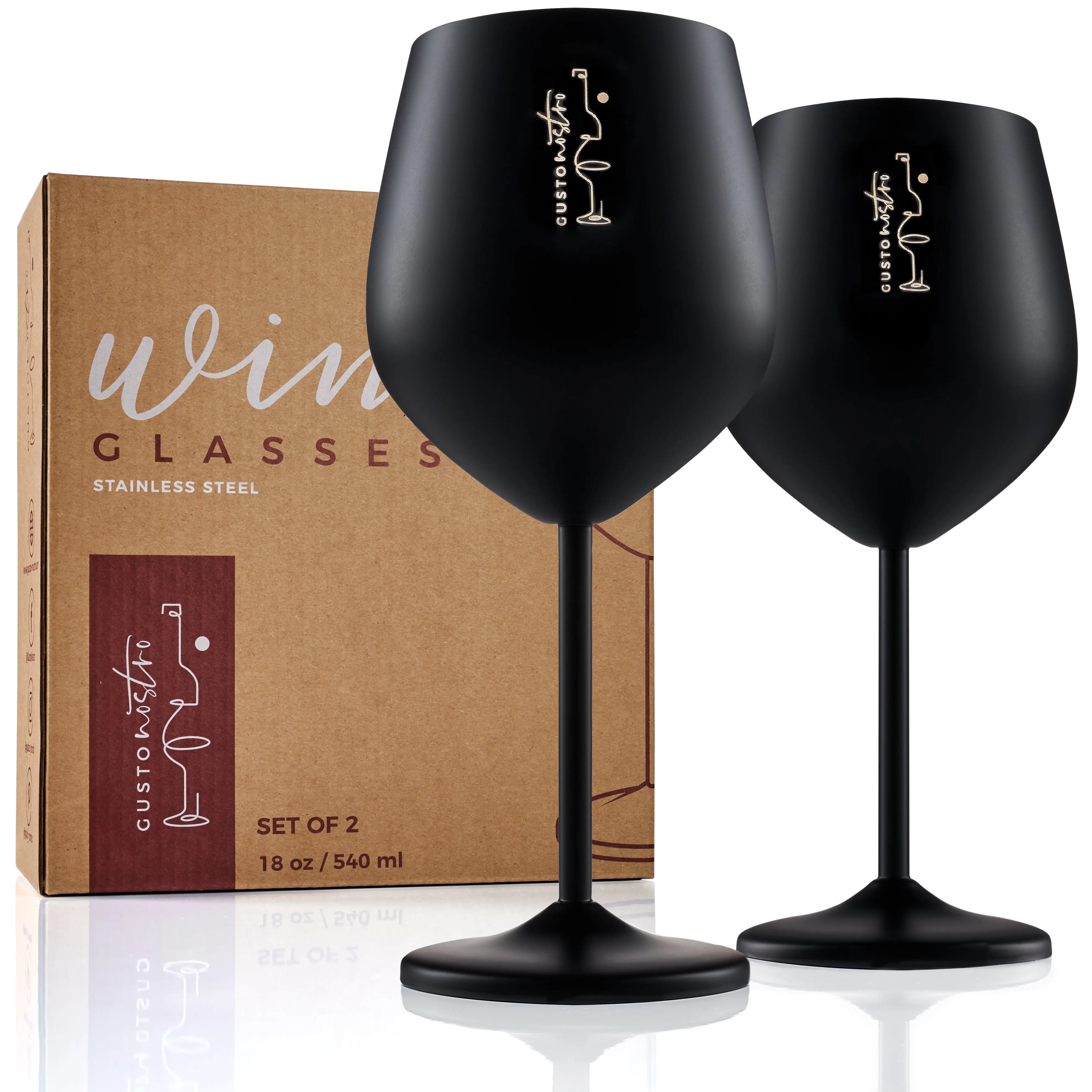 Stainless Steel Wine Glasses - Black