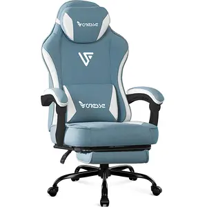Vonesse Gaming Chair, Computer Chair Fabric with Pocket Spring Cushion, Office Chair with Footrest and Massage Lumbar Support, Reclining Gaming Chairs for Adults 250LBS  Ergonomic V3008