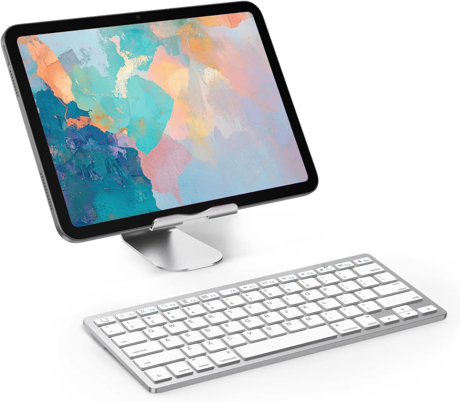 Ultra-Slim Wireless Bluetooth Keyboard for iOS Devices - iPad 11th/10th/9th/8th/7th Gen, iPad Pro/Air/Mini, iPhone Series, with 12 Multimedia Keys for Office, Travel (White)
