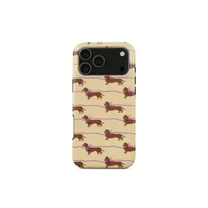 Cute Dachshund Dog Design with Pink Bows |   Playful Pet Aesthetic, Durable Dual-Layer Protection,phone Case Suitable for Iphone 11/12/13/14/15/16/17 Pro Promax Plus Air and Samsung S22/S23/S24/S25 Plus Ultra Fe, Cover, Accessories