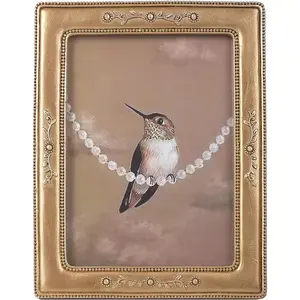 2.5x3.5 Vintage picture frames Small Picture Frame Wallet Size Picture frames 2.5 x 3.5 Ornate Picture Frames Mini Photo Frame, Table Top Display and Wall Mount, Antique Home Decor, Bronze