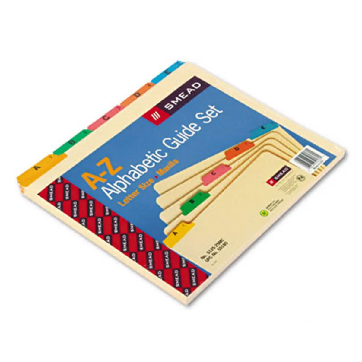 Smead 50180 Recycled Top Tab File Guides - 1/5 Alpha Tab, Manila/Vinyl Letter, 10% Recycled Content, 30% Post-Consumer Material, Reduce Filing Time, 25 per Set