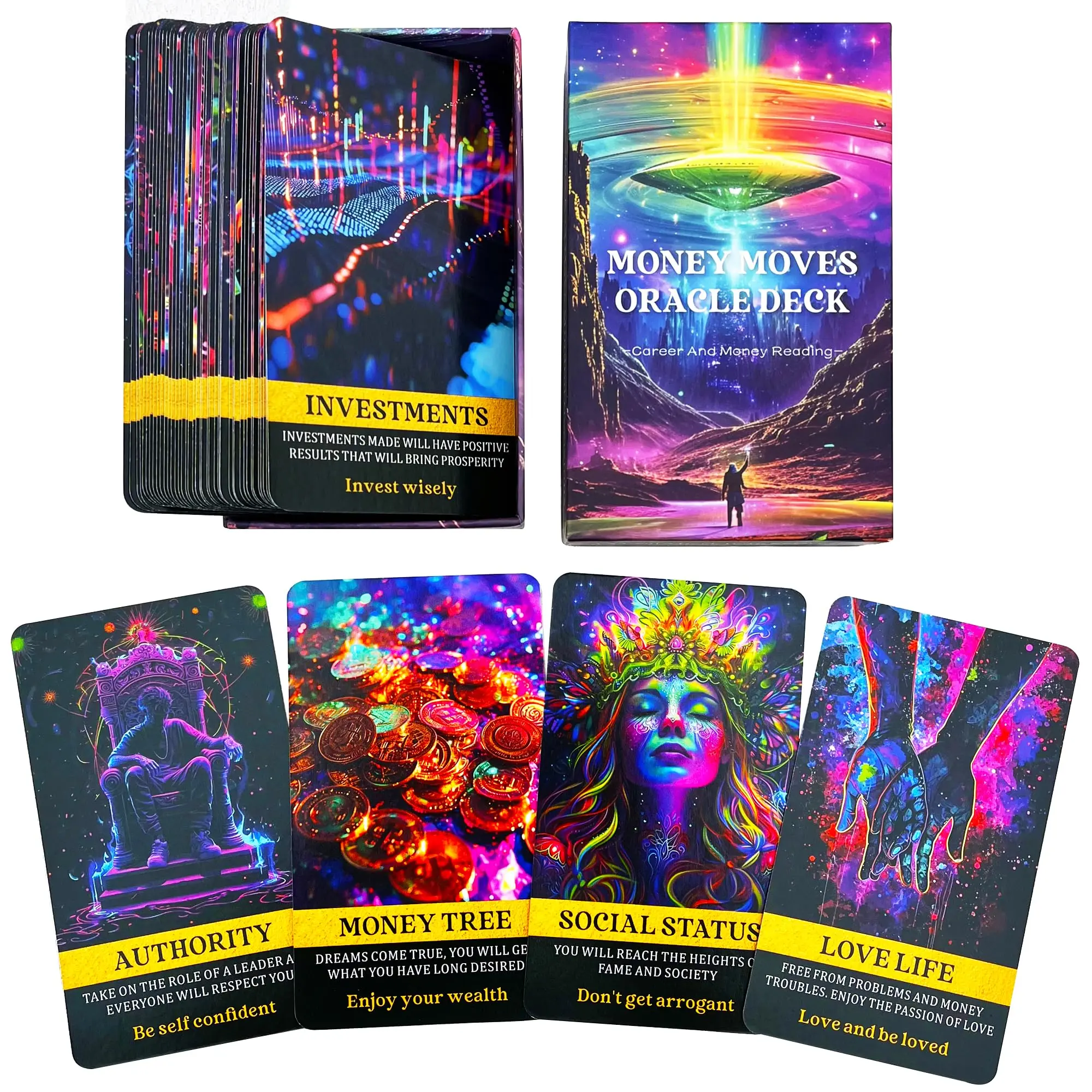 Money Oracle Cards, Career Oracle Deck, Life Oracle Cards for Beginners, Help You Move up in Your Life, Durable Tarot Cards, Classic Tarot Cards, Card Games for Teens