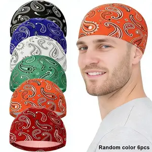 6 Pcs Men Cooling Skull Cap Helmet Liner Sweat Wicking Beanie Head Roll Bicycle Cycling Running Sports Hat Sports Outdoor Hats