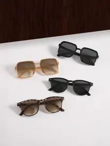 Women's Square Frame Sunglasses, Trendy Casual Sunglasses, Trendy Multi-Color Options, Lightweight Frames for Daily Outdoors & Travel, 4 Pairs Pack