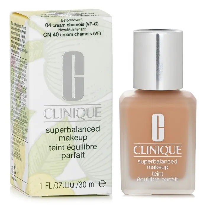Clinique Superbalanced Foundation - No. 04/CN 40 Cream Chamois, Oil-Balanced, Moisture-Rich, Full Coverage, Flawless Finish, 30ml/1oz