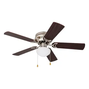 Prominence Home Alvina 42" Flush Mount Ceiling Fan with Light, Brushed Nickel