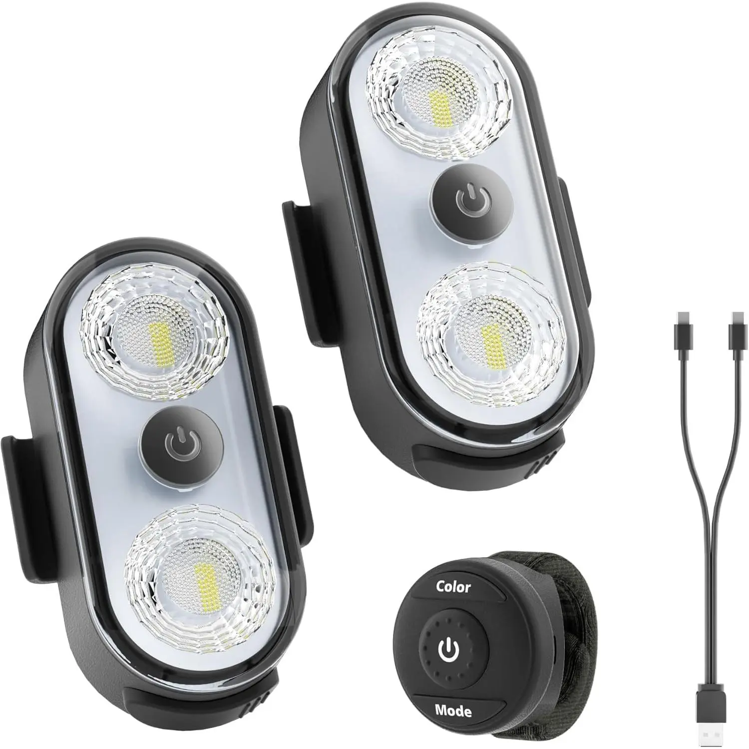 Wireless LED Lights for Car 2PCS- Button and Remote Control Interior Ambient Strobe Light, USB-C 120H 8 Colors IP65 Waterproof Rechargeable Underglow Light for Cars, Trucks, eBike, Motorcycle