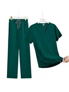 Doctor Scrub Set for Men Soft Breathable Hospital Uniform Workwear Short Sleeve with Jogger Pants Pharmacy Work