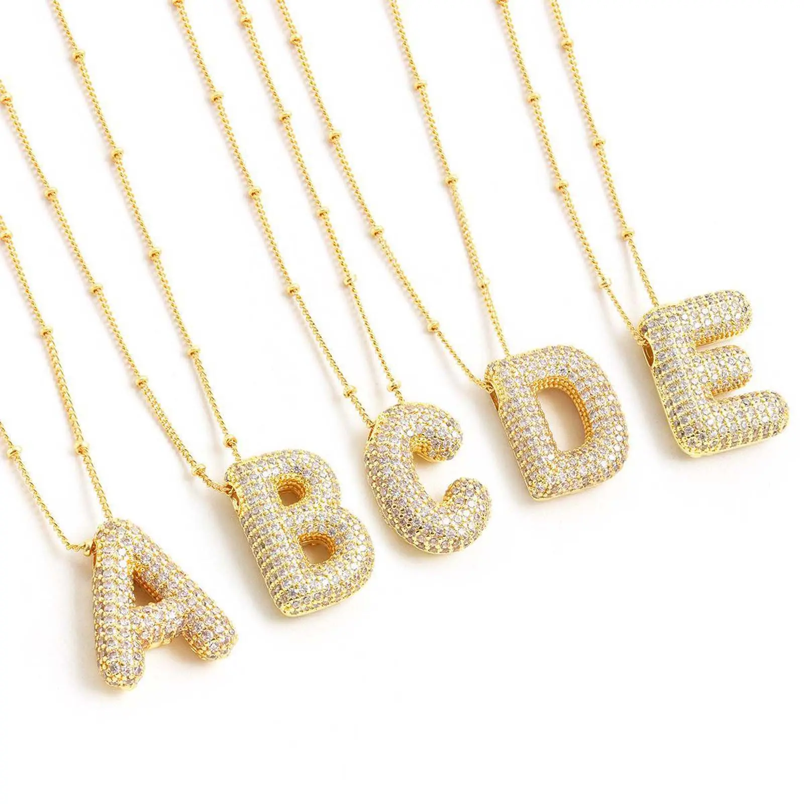 Women's Personalized Initial Bubble Pendant Charm Necklace - 26-Letter Stainless Steel Adjustable Clavicle Chain with Sparkling Rhinestones Chains, Birthday Gift Jewelry, Trendy Fashionable Accessories, Personalized Statement Necklace, Necklace Initial