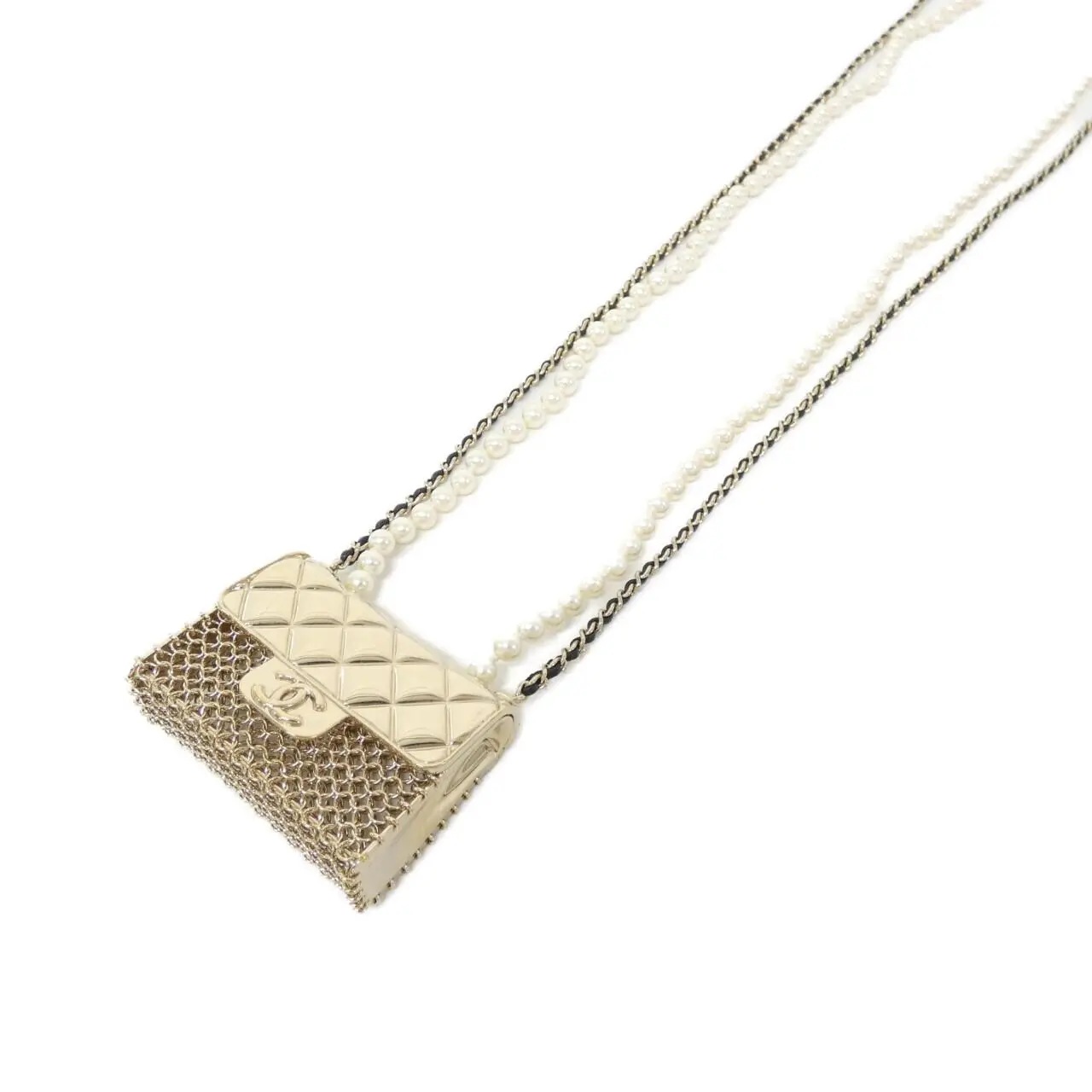 Pre-owned CHANEL Lambskin Small Leather Goods Necklace