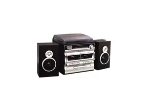 Trexonic 3-Speed Turntable With Bluetooth, Cassette and Wire Shelf Speakers