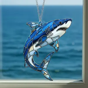 Shark Suncatcher Ornament Arcylic – Ocean Warrior Shark Art with Inspiring Story Card, Symbol of Strength Resilience Courage, Gift for Ocean Lovers