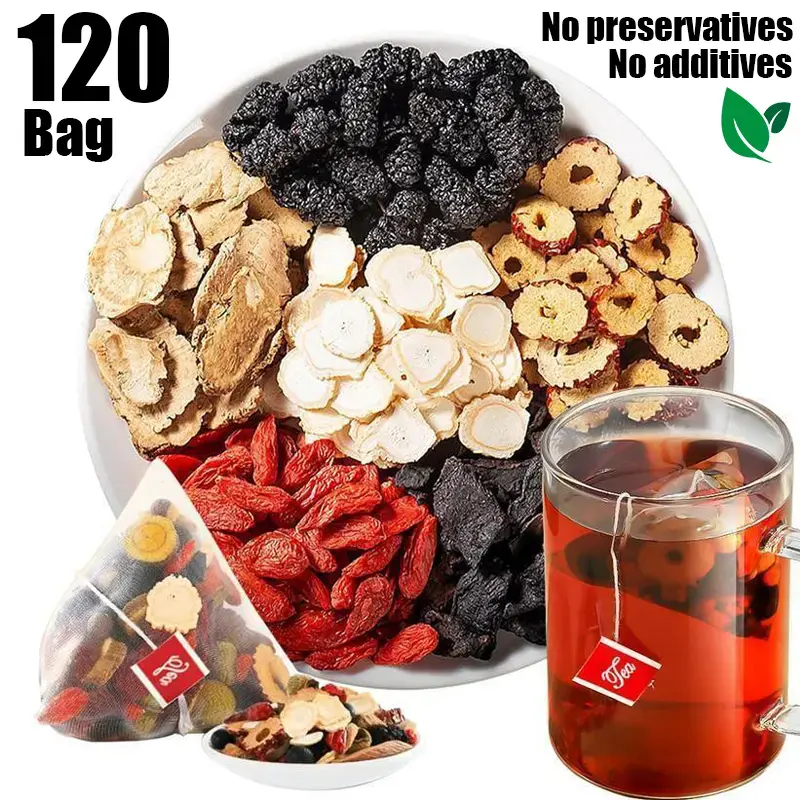 Natural Kidney Tea Formula Ginseng Five Treasure Tea Combination Scented Tea Eight Treasure Tea Red Date Wolfberry Tea Men's Tea Health Tea Mulberry Herbal Formula Health Tea 120bags Organic
