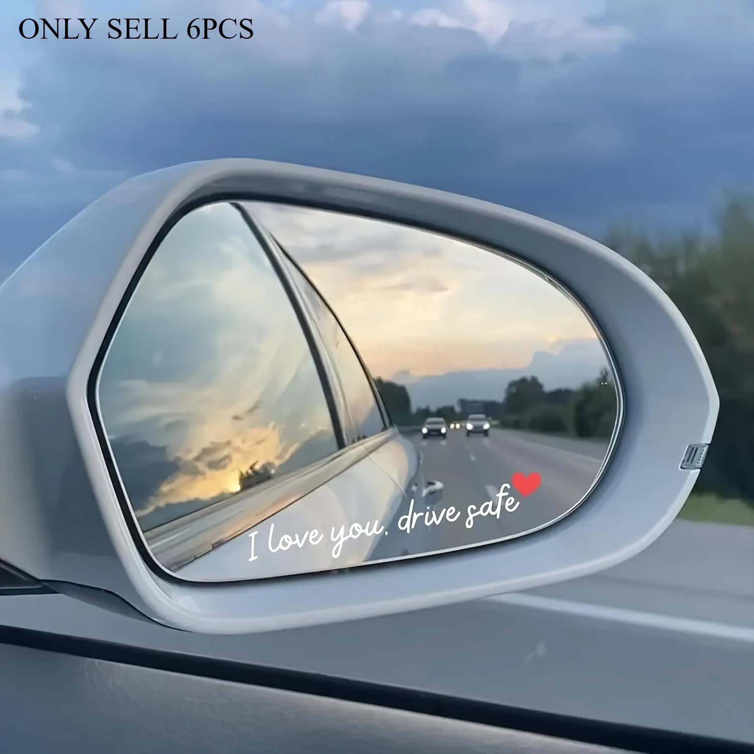 6PCS/SET Warm Healing Logo Sticker, Sticker for cars, Stick on car rearview mirrors, white heartwarming slogan + red heart decor, warm car decoration, Car Vehicle Decoration, Automobile Decals, Automotive Accessories