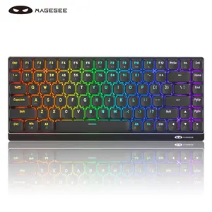 MAGEGEE 2.4G/BT/USB Wireless Gaming Keyboard, RGB LED Backlit Rechargeable Mechanical Keyboard, Computer PC Gaming Keyboard for MAC Win Gamer, Rainbow Keyboard