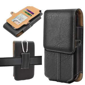 Leather Phone Holster for Belt Men with Clip Wallet Case Fit for iPhone 16/15/14/13/12 Pro Max Samsung Galaxy S25 Ultra Travel Crossbody Cell Phone Purse Belt Bag Waterproof Dry Clean Short Wallet Magnetic Closure Plain Elegant